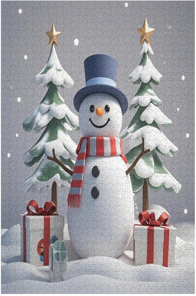 Wooden Puzzles for Adults 1000 Pieces, Christmas Winter Snowman, Each Piece is Unique and Perfectly Put Together, are Special Home Decorations, Fun Puzzles, Party Games, Family Toys