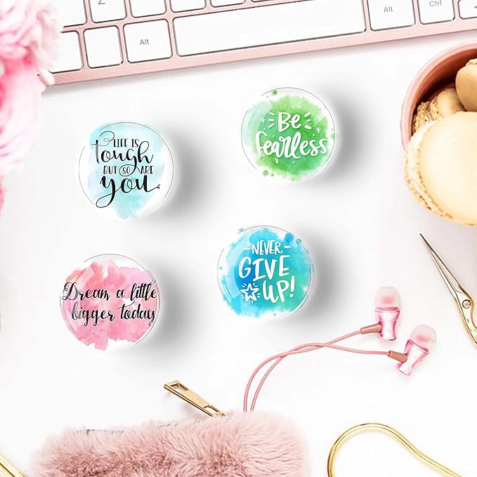 12Pcs Glass Refrigerator Magnets - Fridge Magnets Decoration for Classroom, Locker, Office Whiteboards, Cabinet, Dishwasher and Magnetic Surfaces (Inspirational Quote)