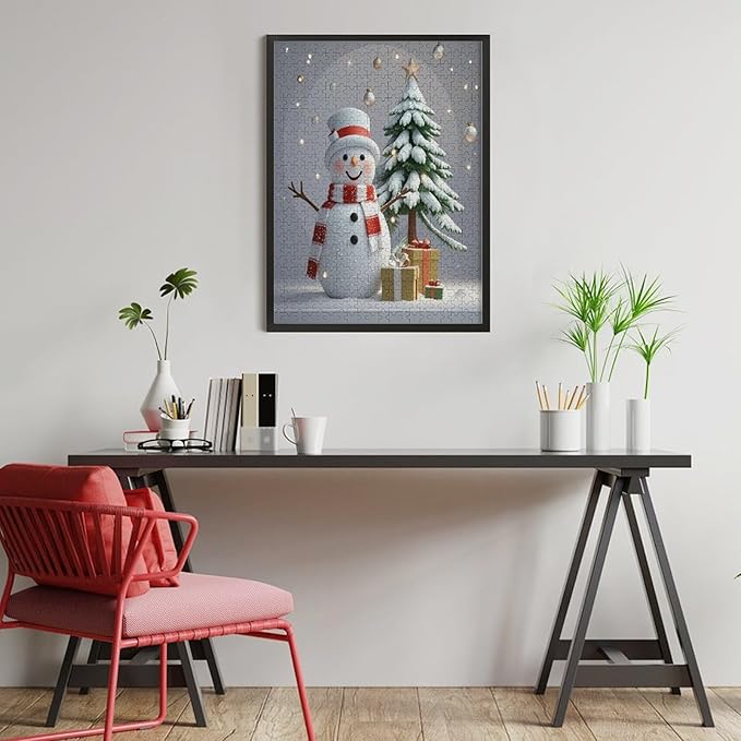 Wooden Puzzles for Adults 500 Pieces, Christmas Winter Snowman, Each Piece is Unique and Perfectly Put Together, are Special Home Decorations, Fun Puzzles, Party Games, Family Toys