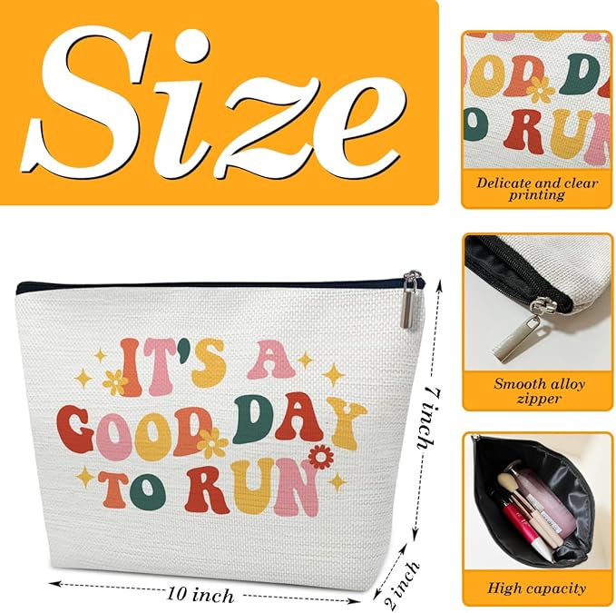 Groovy Running Gifts Makeup Bag, Gifts for Women, Marathon Lovers, Sports Accessories for Women, It's a Good Day to Run Cosmetic Bags for Purse