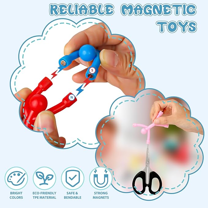 30Pcs Magnet Men, Refrigerator Magnetic Man, Fun Humanoid Magnet Fidget Travel Toys for Kids, Magnetic People Guys for Fridge, Locker, Whiteboard Decorative Gifts, 20Pcs Transparent+10Pcs Solid