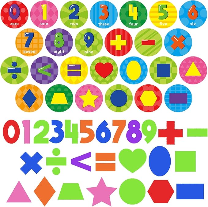Cinrobiye 24 Pcs Math Stampers for Kids, Number Symbol Shape Stampers Party Favors for Classroom Rewards Math Birthday Party Supplies Educational Learning for Goodie Bags Carnival Prizes DIY Crafts