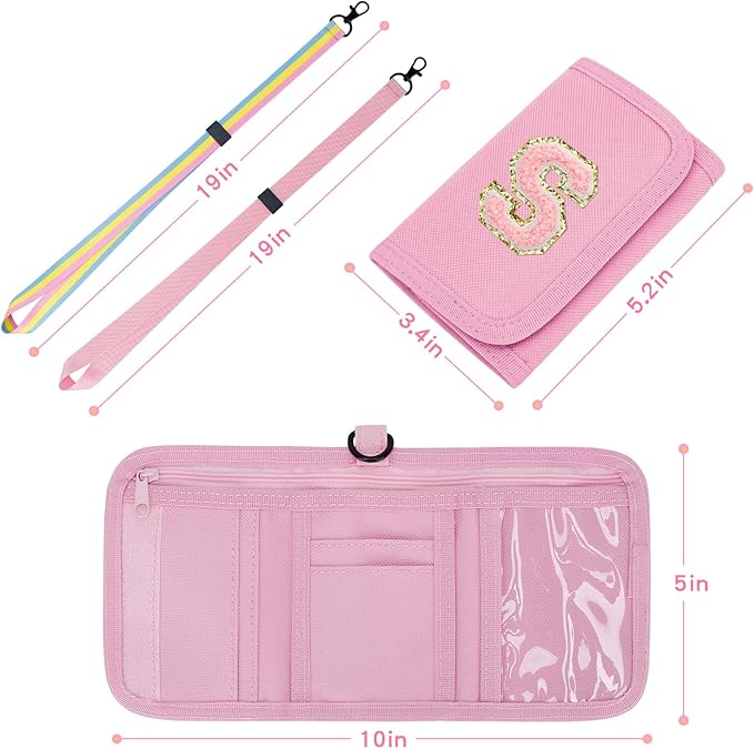 Gifts for Girls 3 4 5 6 7 8 9 10 11 12 Years Old Kids Wallet Cute Initial Coin Purse Toddler Wallet with Magic Sticker (Pink, S)