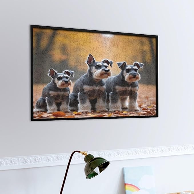 Miniature Schnauzers in Autumn Park - 1000 Piece Jigsaw Puzzles for Adults，Stress Relieving Game Props Positive Thinking Puzzles Party Entertainment Puzzles for Adults and Teens Toy