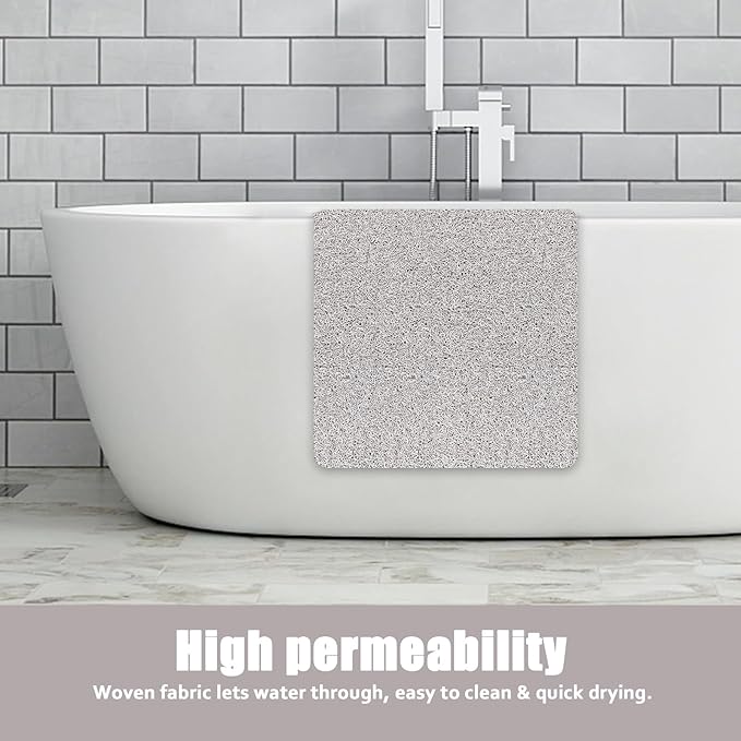 Bathtub Mat Shower Mat Non-Slip - 16x39 Inch Soft Comfort Bath Mat with Drainage Holes, PVC Loofah Massage Bathmat for Shower, Tub, Bathroom, Wet Areas, Quick Drying