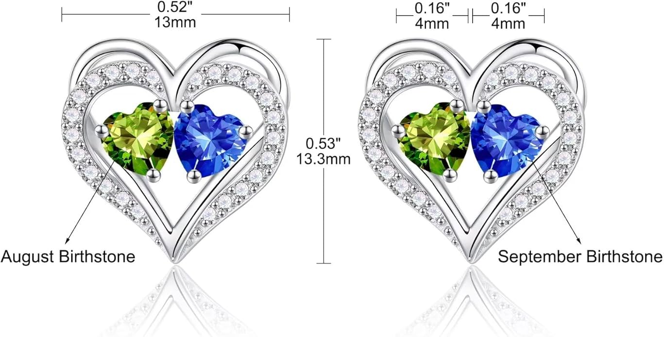 Iefil Valentines Day Gifts for Her - 925 Sterling Silver Birthstone Earrings, Anniversary Birthday Gifts for Women Wife Girlfriend Mom