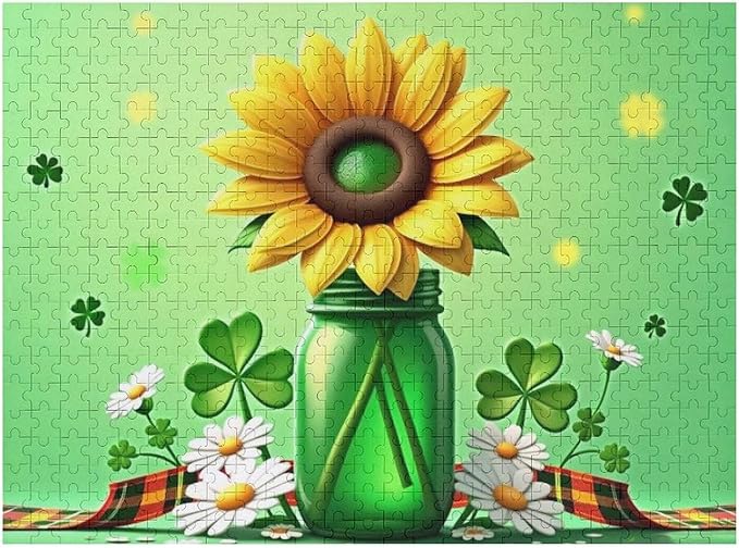 Wooden Puzzle - St Patrick's Day Gnome Wooden Puzzles for Adults 500 Pieces Challenge Puzzles，Educational Games，Family Puzzles，Unique Gifts for Wall Art ，Funny Puzzles