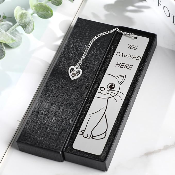 Cute Cat Gifts, Funny Cat Metal Bookmark for Reading Women, Book Accessories for Girls Cat Lovers, Retirement Gift for Women Book Lovers Men Friends