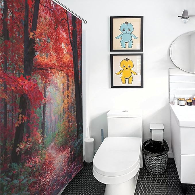 Thanksgiving Fall Maple Shower Curtain Waterproof Washable Fabric Bathroom Shower Curtains for Bathroom Decorations Home Indoor Decor 47x72Inch