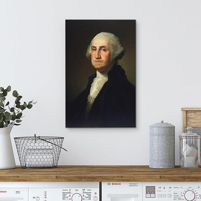 wall26 Canvas Print Wall Art Portrait of George Washington People Pop Culture Historical Realism Famous Closeup Colorful Multicolor Classical for Living Room, Bedroom, Office - 16"x24"