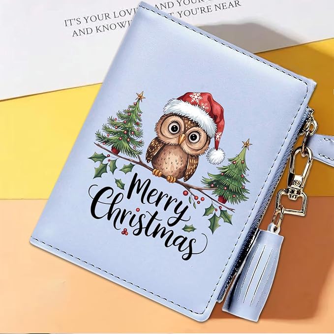 GEEAD Custom Design Small Wallets for Women Bifold Slim Coin Purse Zipper ID Card Holder for Christmas