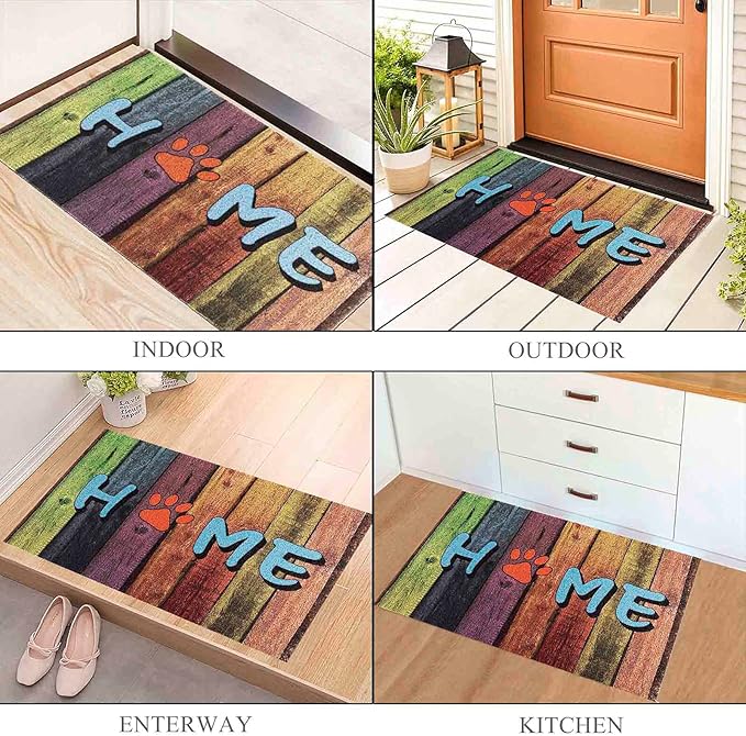 Darkyazi Colorful Doormats Entrance Front Door Rug Funny Outdoors/Indoor/Bathroom/Kitchen/Bedroom/Entryway Floor Mats，Non-Slip Polyvinyl Chloride (24"×16", Home)