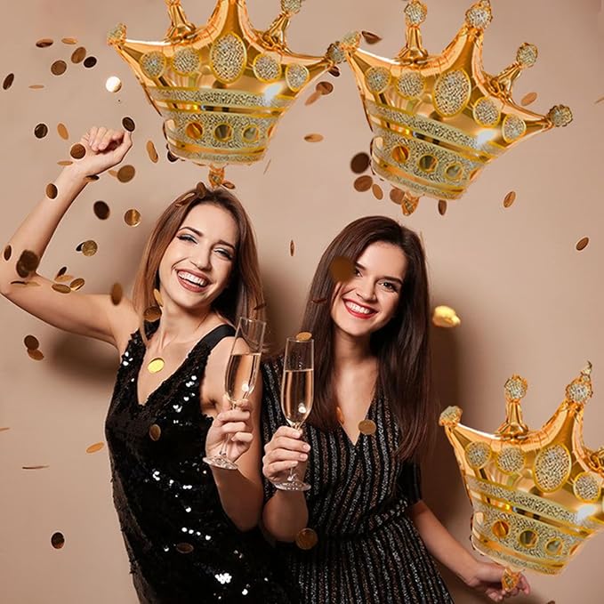 Crown Balloons, Large Gold Foil Crown Balloons Gold Crowns Decoration for King and Queen Party Royalty Birthday Wedding Party Baby Shower Decorations Supplies