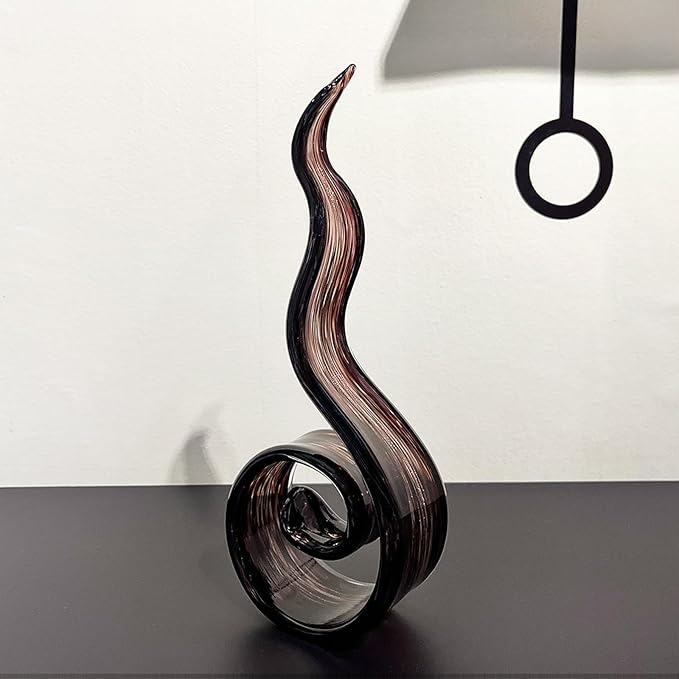 11.4" Tall Hand-Blown Glass Sculpture Murano-Style Sculpture Art Ornament Statue Figurines Home Decor Accent Piece Coastal Ocean Nautical Home Decor,Shelf,TV Stand,Tabletop Centerpieces,Wonderful Gift