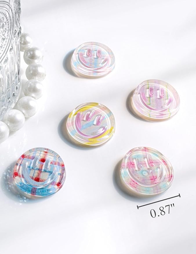 Mymazn Fridge Magnets Cute Refrigerator Magnets, 12Pcs Colorful Magnets for Whiteboard Cabinet Locker, Resin Smile Face Decorative Magnets for Classroom Kitchen Office