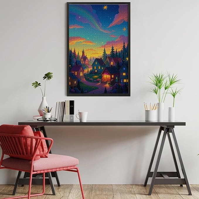 Jigsaw Puzzles for Adults 1000 Piece - Color Dream Town Themed Wooden Puzzles，Family Puzzles，Unique Gifts for Wall Art ，Funny Puzzles，Stress Relief Games，Puzzle Games