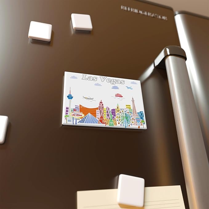 City Themed Artwork Magnet Collection by Beary Blu - Designed in The USA, Collectible Souvenirs Gifts 2.5" x 3.5" (Las Vegas)