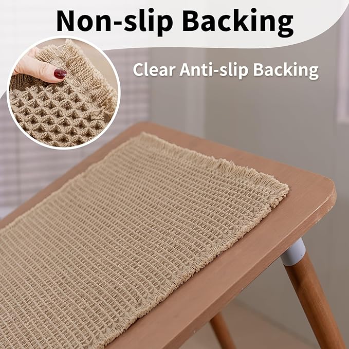 Waffle Bath Mat - Boho Bathroom Rugs Non Slip Washable, Super Absorbent & Quick Dry, Small Bath Mats Farmhouse Bathroom Decor, 18'' x 30'', Khaki