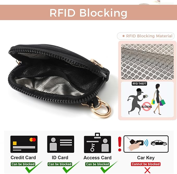 Wristlet Keychain Wallets for Women RFID Blocking Credit Card Holder Small Zipper Coin Purse Change Pouch with ID Window and Detachable Wrist Strap Purple
