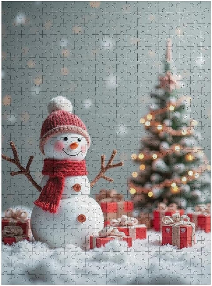 Wooden Puzzles for Adults 500 Pieces, Christmas Winter Snowman, Each Piece is Unique and Perfectly Put Together, are Special Home Decorations, Fun Puzzles, Party Games, Family Toys