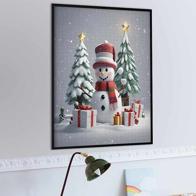 Wooden Puzzles for Adults 1000 Pieces, Christmas Winter Snowman, Each Piece is Unique and Perfectly Put Together, are Special Home Decorations, Fun Puzzles, Party Games, Family Toys