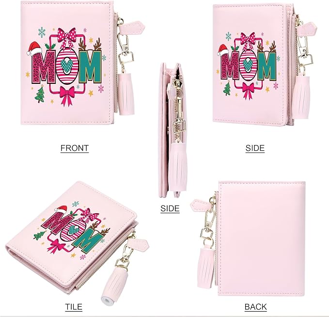 GEEAD Custom Design Small Wallets for Women Bifold Slim Coin Purse Zipper ID Card Holder for Christmas