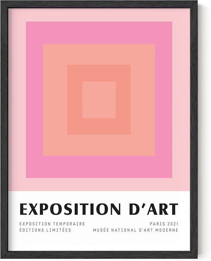 HAUS AND HUES Art Exhibition Poster, Danish Pastel Wall Decor, Pink Aesthetic Wall Art, Geometric Art Prints (Unframed, 12x16)