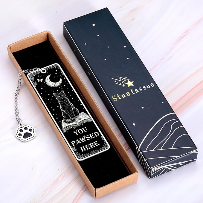Cat Bookmark for Book Lovers Gifts Valentines Day Birthday Book Accessories Bookish Gifts for Her Him Women Men Reading Lovers Metal Bookmark for Reading Women Reader, Cat Themed Gift
