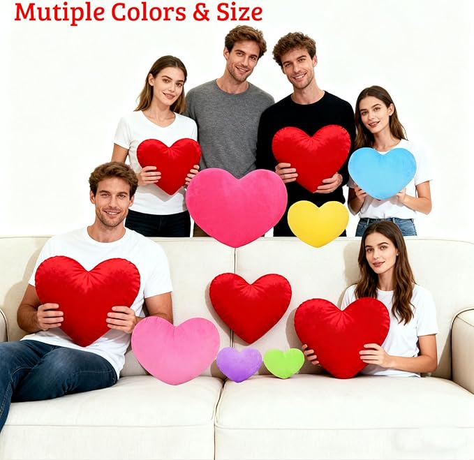 Custom Heart Pillow with Photo Name, Personalized Heart Pillows Decorative Throw Pillows as Valentine Pillow Personalized Gifts for Women Men Kids Family on Valentines Day Anniversary