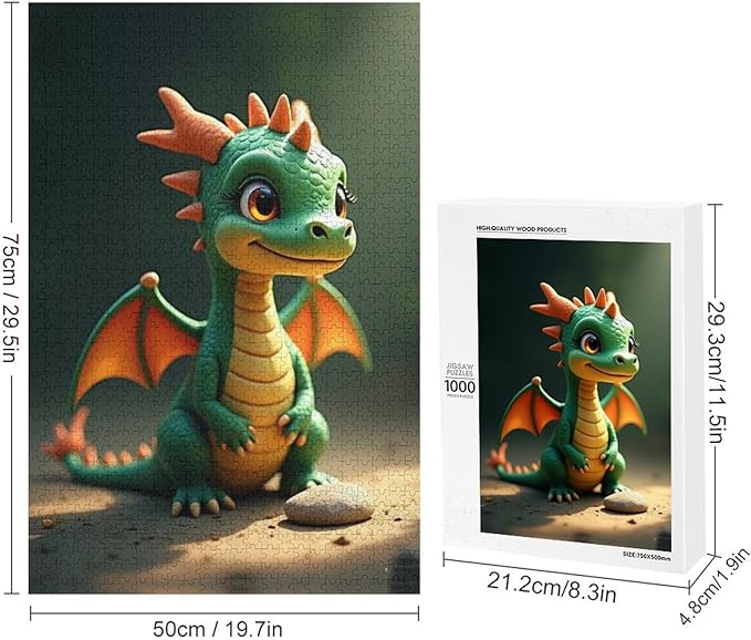 Wooden Puzzle - Green Dragon Jigsaw Puzzles，Wooden Puzzles for Adults 1000 Pieces Challenge Puzzles，Educational Games，Family Puzzles，Unique Gifts for Wall Art