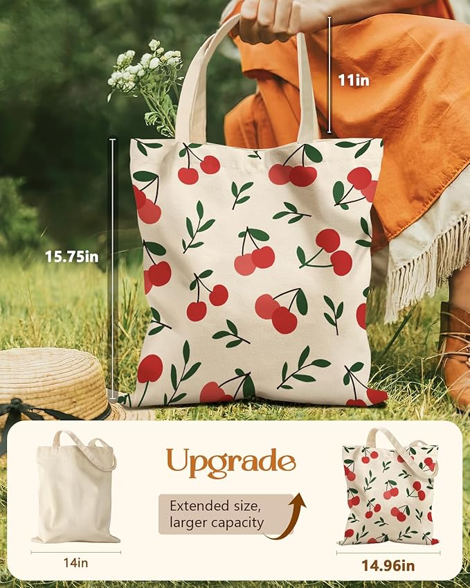 Miss Adola Aesthetic Tote Bag for Girls - with Magnetic Buckle and Zipper Inner Pocket for Women Lady Canvas Cotton Tote Bag