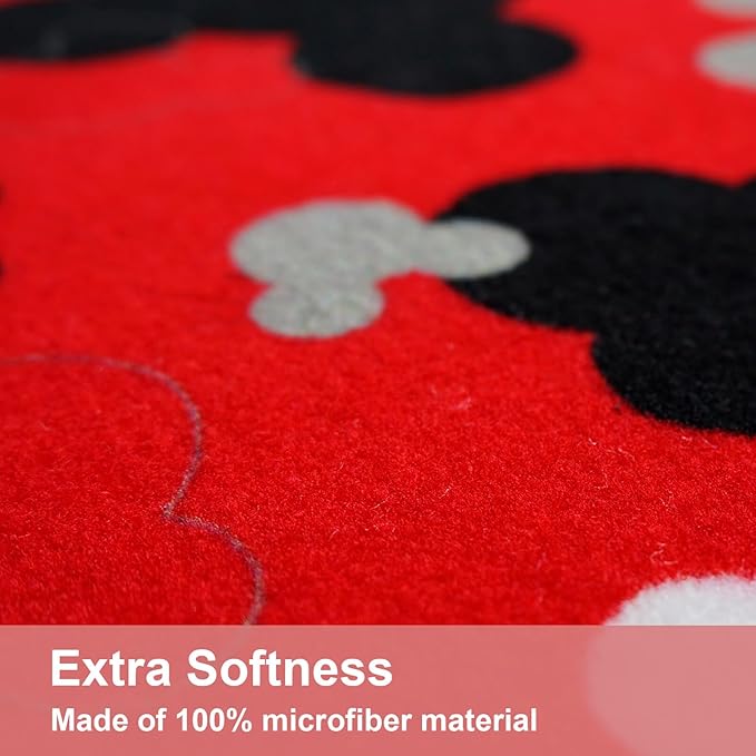 J.Ehonace Cartoon Mouse Non-Slip Bathroom Rug, Mickey Cartoon Kitchen Mat, Cute 100% Polyester Soft Kids Bedroom Home Decor Doormat, 17" x 30" (Red)