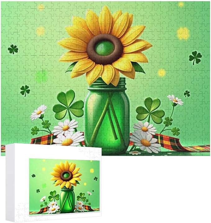 Wooden Puzzle - St Patrick's Day Gnome Wooden Puzzles for Adults 500 Pieces Challenge Puzzles，Educational Games，Family Puzzles，Unique Gifts for Wall Art ，Funny Puzzles