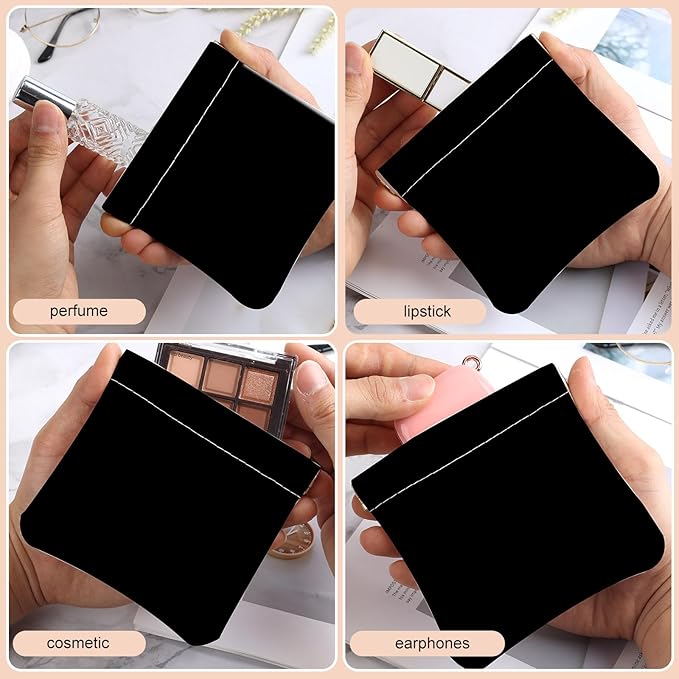2Pcs PU Leather Small Squeeze Coin Purse Pouch Mini coin Bag Unique And Cute Wallet Cosmetic Bags Change Bag For Women Girls Men （Black