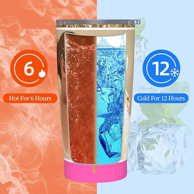 Personalized Custom tumbler Coffee Mug with Lid and Straw Hot and Cold Stainless Steel Vacuum Insulated Travel Mug with Photo Personalized tumbler Gift (20 oz, Funnel，1 photos)