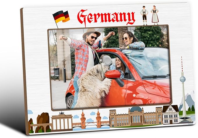 Germany Picture Frames, Germany Souvenirs, Tabletop Photo Frame for Wedding Anniversary Vacation Gifts For Friend Family Couple, Home Living Room Table Decorative Supplies, Tabletop Display-30