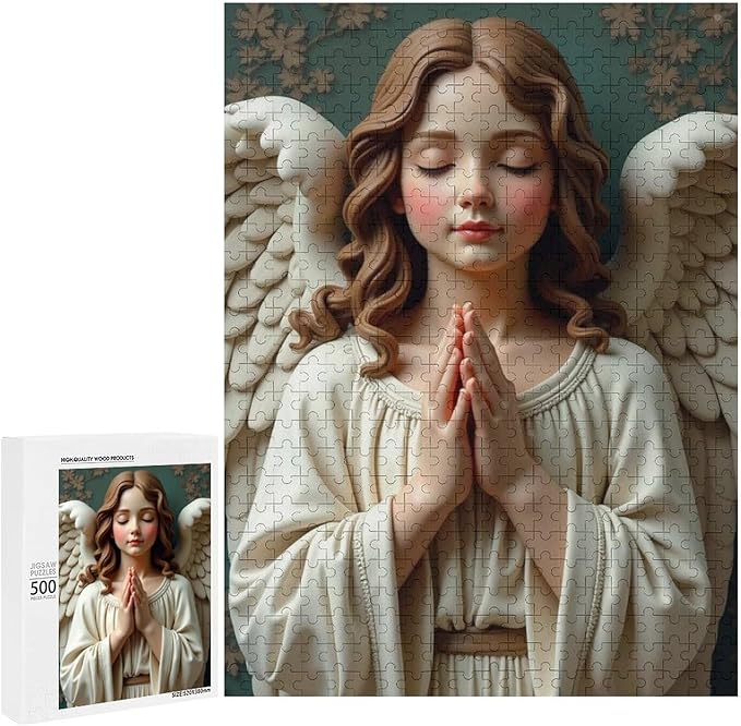 Wooden Puzzle - Classic Angel Praying Jigsaw Puzzles，Wooden Puzzles for Adults 500 Pieces Challenge Puzzles，Educational Games，Family Puzzles，Unique Gifts for Wall Art,Funnny Puzzles
