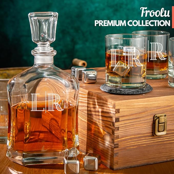 Personalized Whiskey Decanter Sets for Men - Custom Engraved Whisky Glasses & Italian Liquor Decanter - Gifts For Men, Christmas, Anniversary, Birthday