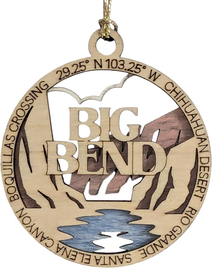 Big Bend National Park 3" Wood Ornament - Handcrafted 2-Layer Christmas Decor with Rio Grande & Santa Elena Canyon Scene