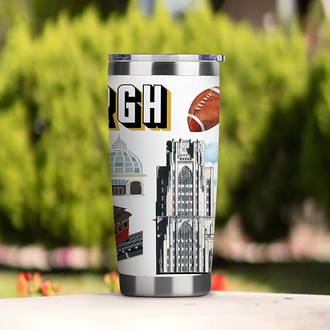City Tumbler for City Lover,20oz Double Wall Vacuum Insulated Stainless Steel Coffee Cups (Pittsburgh)