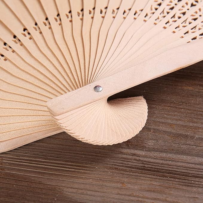 20 Pieces Sandalwood Fan Wooden Folding Fan, Vintage Hand Held Folding Fans, Wedding Favors, Birthday Gifts and Home Decorations