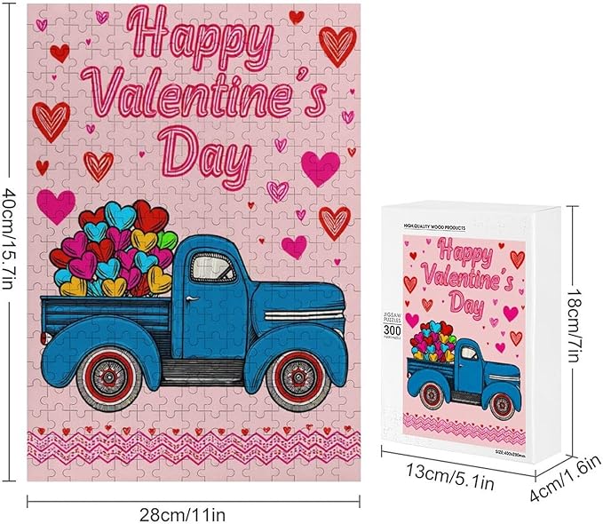 Wooden Puzzle - Happy Valentine's Day Jigsaw Puzzles，Wooden Puzzles for Adults 300 Pieces Challenge Puzzles，Educational Games，Family Puzzles，Unique Gifts for Wall Art