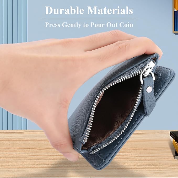SENDEFN Small Wallets for Women Genuine Leather Slim Pocket Wallet RFID Blocking Bifold Ladies Mini Purse with ID Window