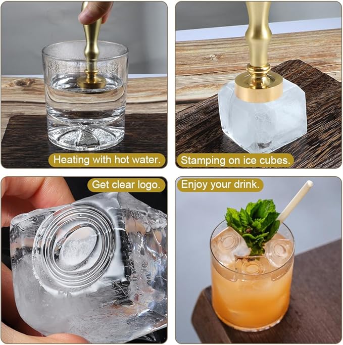 Ice Cube Stamp for Cocktails Ice Stamp Brass Head with Handle, Ice Branding Stamp for Ice Cubes Cocktail Whiskey Drinks Party Wedding Making DIY Crafting (Letter O)