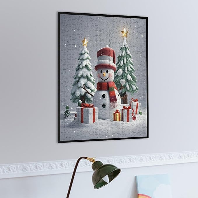 Wooden Puzzles for Adults 500 Pieces, Christmas Winter Snowman, Each Piece is Unique and Perfectly Put Together, are Special Home Decorations, Fun Puzzles, Party Games, Family Toys