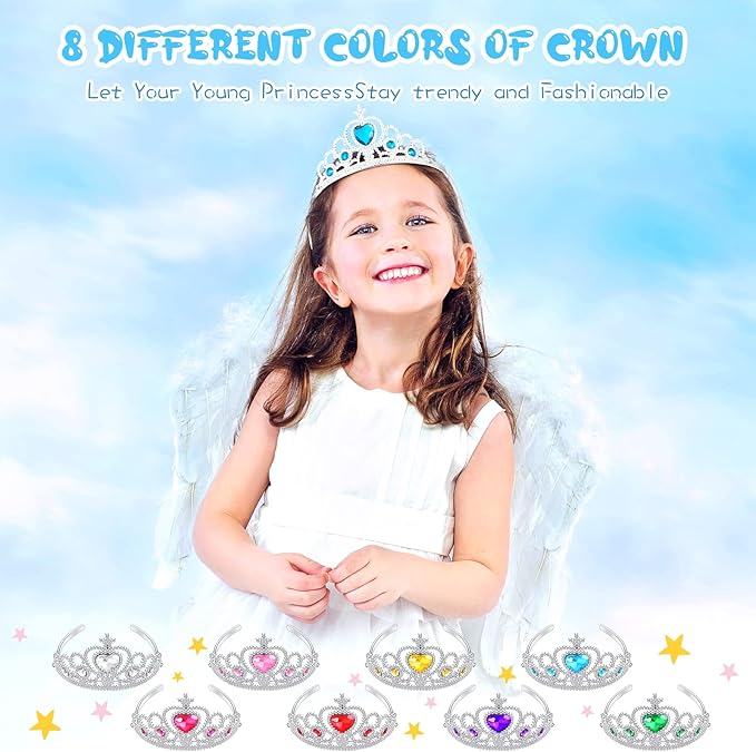 Zhanmai 24 Pcs Tiara Crown Set Princess Crown for Girls Plastic Tiaras Dress up Costume Party Favor Accessories Kid Birthday (Bright Colors)