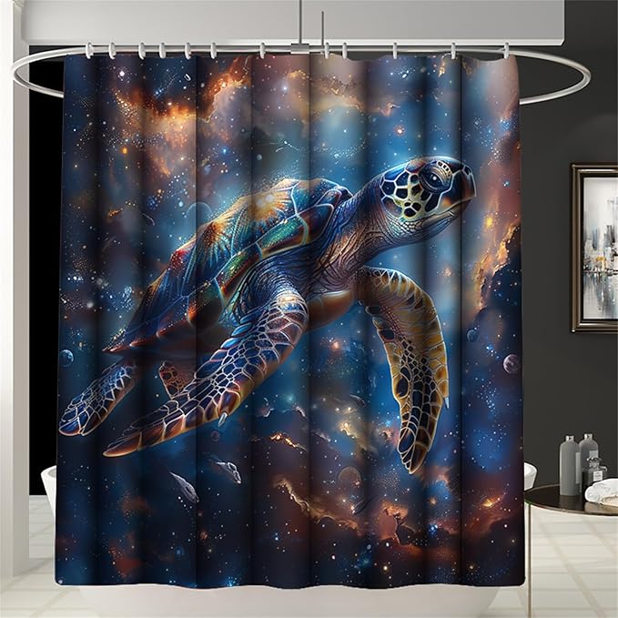 4 Pcs Sea Turtle Shower Curtain Set - Kids Bathroom Set Ocean Shower Curtains Turtle Shower Curtains for Bathroom Shower Curtain Set with Rug,Toilet Cover and Bath Mat with 12 Hooks