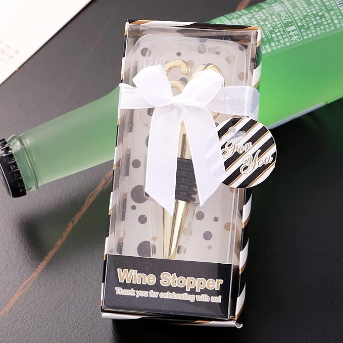 12pcs Wine and Beverage Bottle Stoppers for Birthday Wedding Favor Bridal Party Shower or Engagement Souvenir Gift Supplies,Party Favor for Guests (12, 60th Stopper)