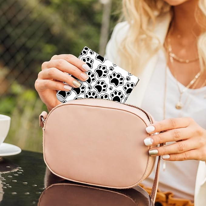 2Pcs PU Leather Small Squeeze Coin Purse Pouch Mini coin Bag Unique And Cute Wallet Cosmetic Bags Change Bag For Women Girls Men Black and white paw prints