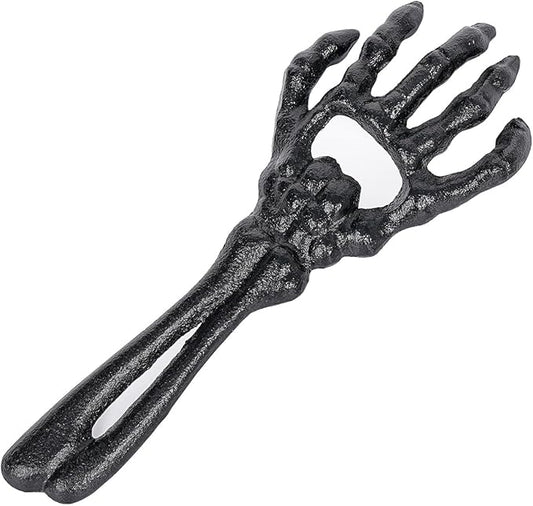 Sungmor Cast Iron Skeleton Hand Bottle Opener - Heavy Duty Vintage Gothic Bar Accessory, Wall Mount Black Skull Hand for Beer & Soda Bottles, Halloween Party Novelty Décor